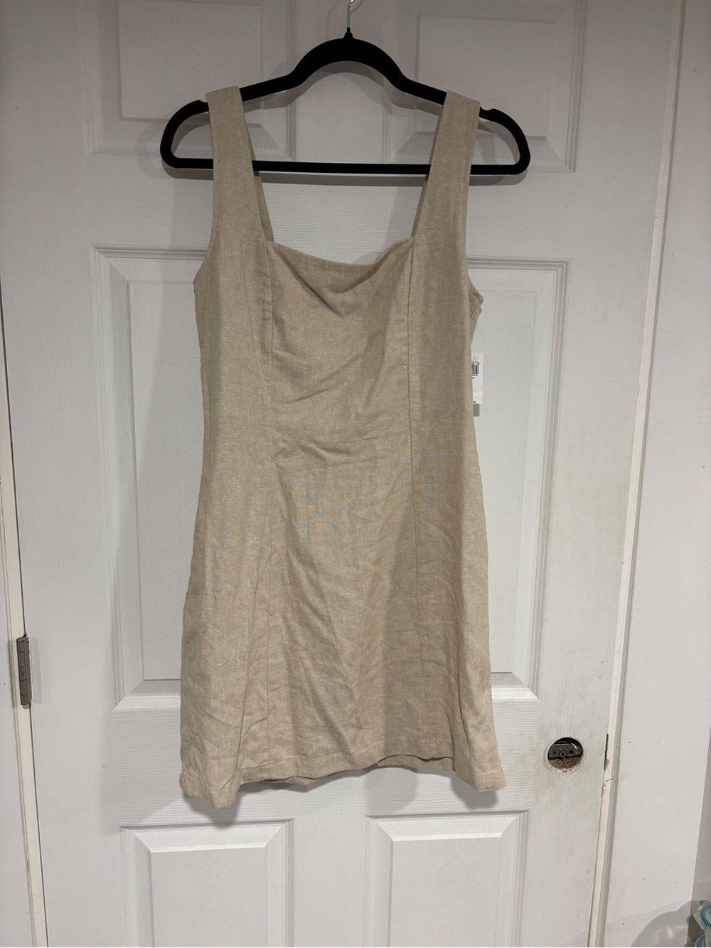 Linen Blend Sleeveless Cream Mini Dress
